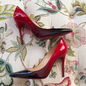Christian Louboutin Elegant Red and Black Ombré Stiletto Heels